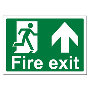 Fire Exit, Man and Arrow, Up Safety Sign