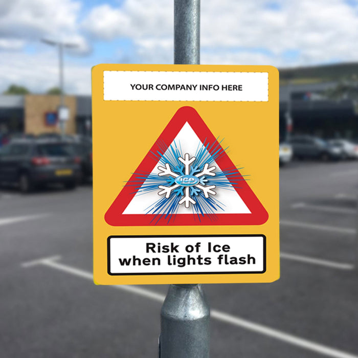 Triangle Ice Warning Flashing LED Safety Sign (BB1)  - add your logo