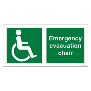 Emergency Evacuation Chair Safety Sign