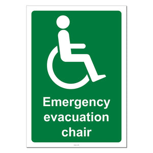 Emergency Evacuation Chair Safety Sign