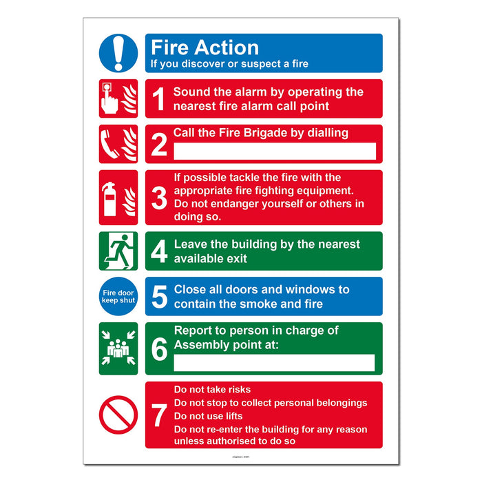 Fire Action Notice (7 point) Safety Sign