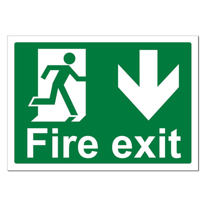 Fire Exit, Man and Arrow, Down Safety Sign – Make Safety Visible UK