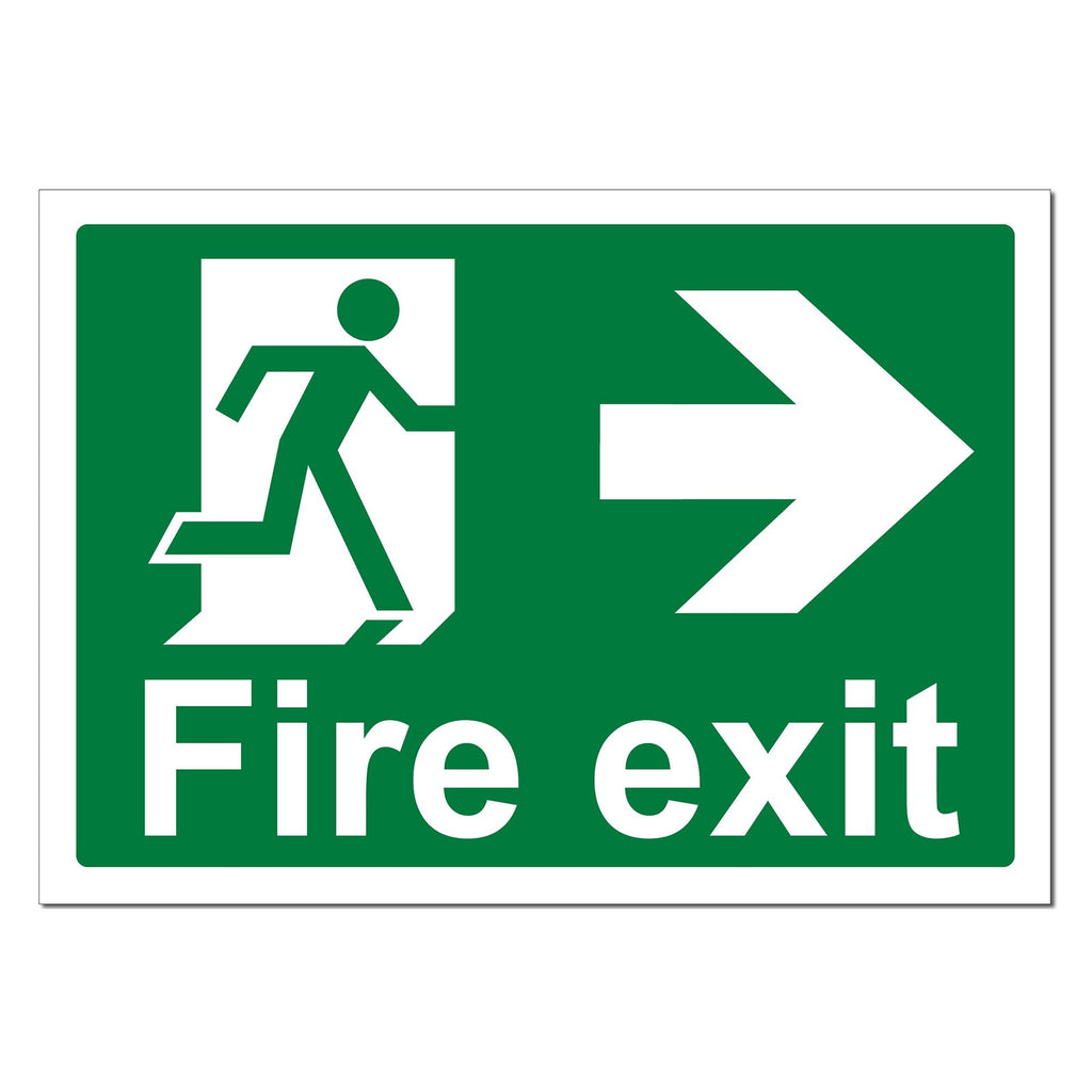 Fire Exit, Man and Arrow, Right Safety Sign – Make Safety Visible UK
