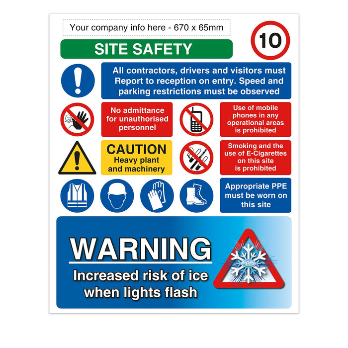 Construction Ice Warning Flashing LED Safety Sign (HS1) - add your logo