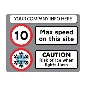 10 MPH Ice Warning Flashing LED Safety Sign (Grey HS3)  - add your logo