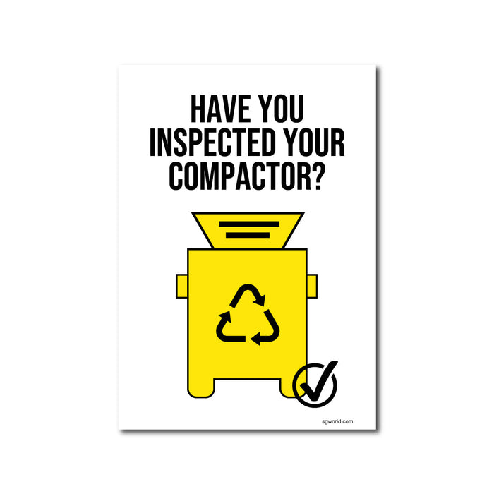 Have You Inspected Your Compactor? Static Cling Window Sign - Pack of 5