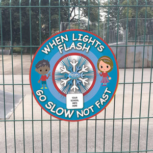 School Ice Warning Flashing LED Safety Sign - add your logo