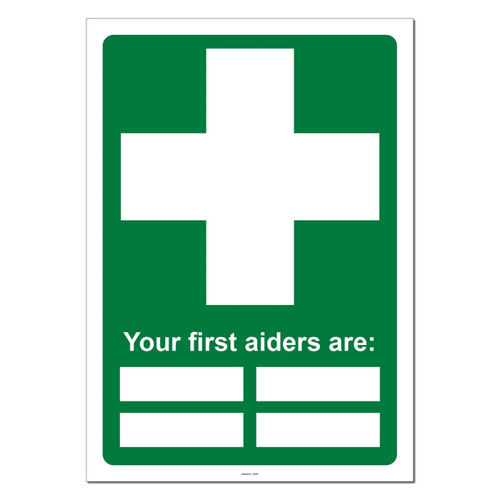 Your First Aiders Are: Safety Sign