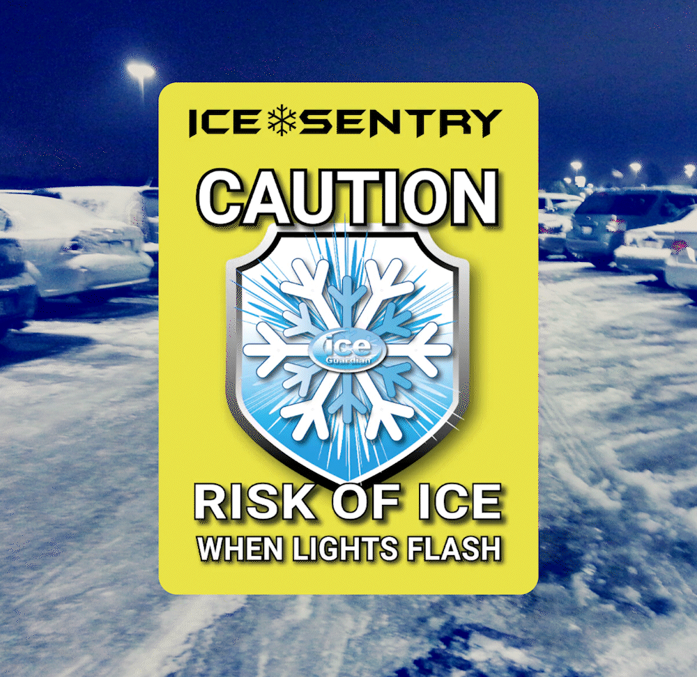 Iceman Sign Ice Warning Flashing Led Safety Sign with Reflective HI-VIS Background ...